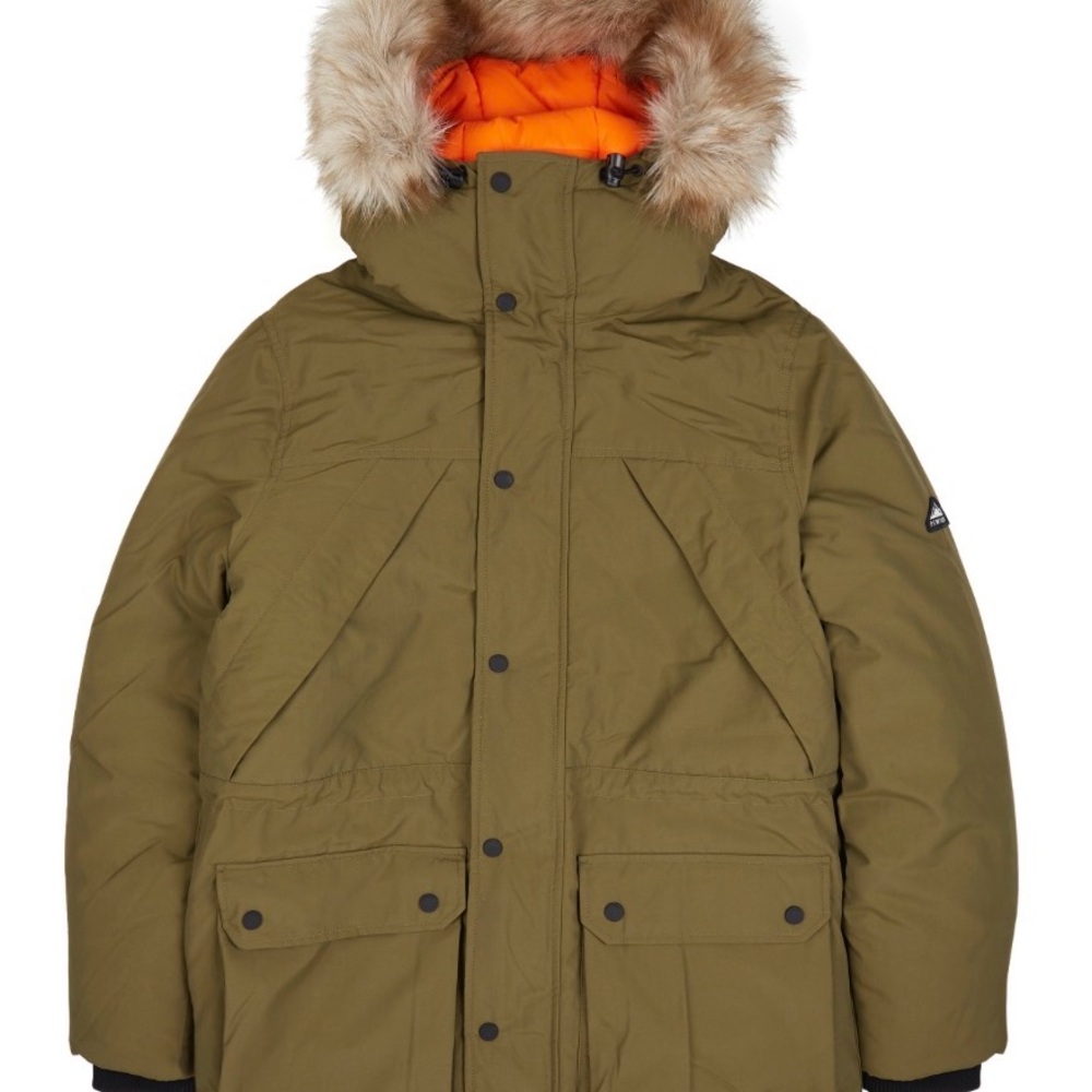 Penfield Olive Puffer Jacket with Faux Fur Hood